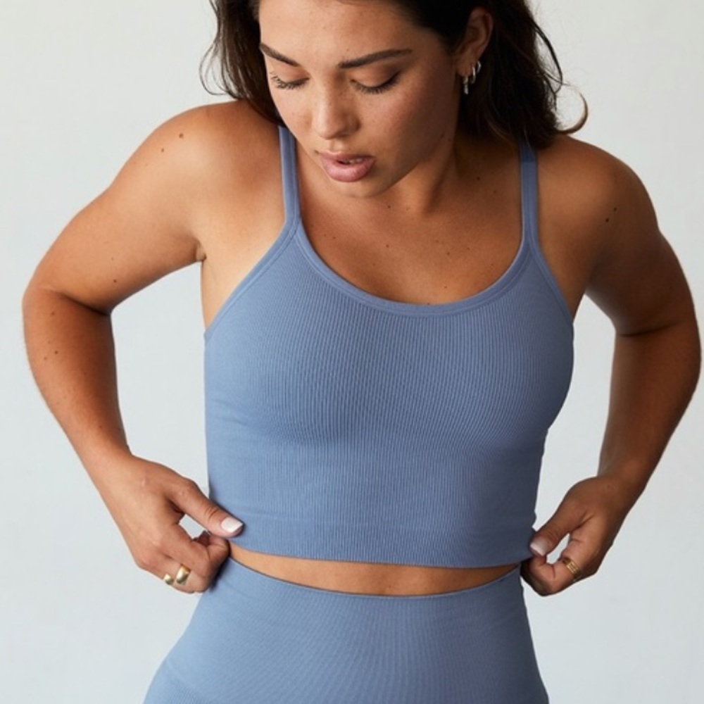 SET Active Blue Ribbed Tank Top